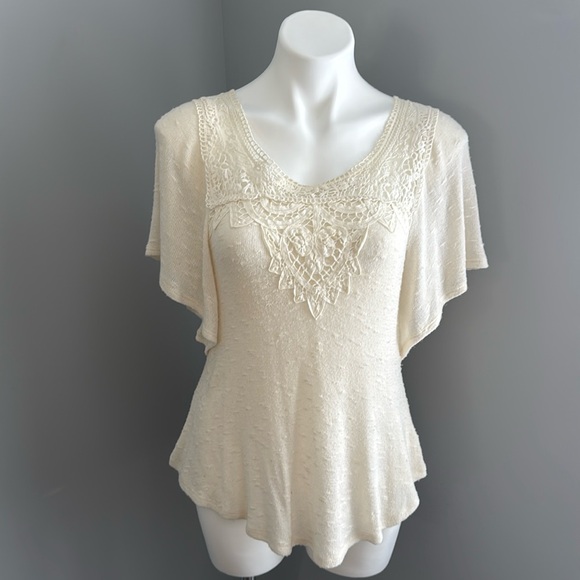 Anthropologie Deletta Crochet Lace Top Off White XS - Picture 1 of 3